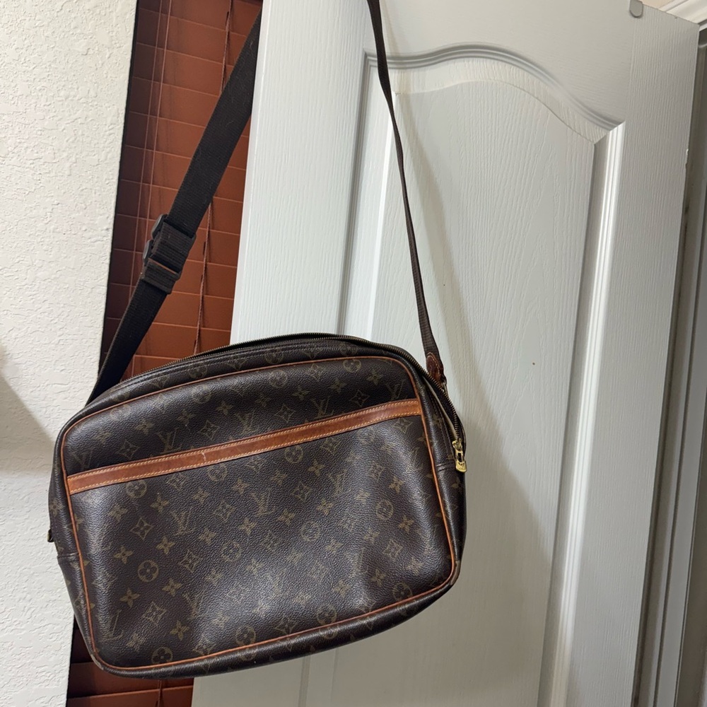 Louis Vuitton Brown Monogram Messenger Bag with Tan Trim